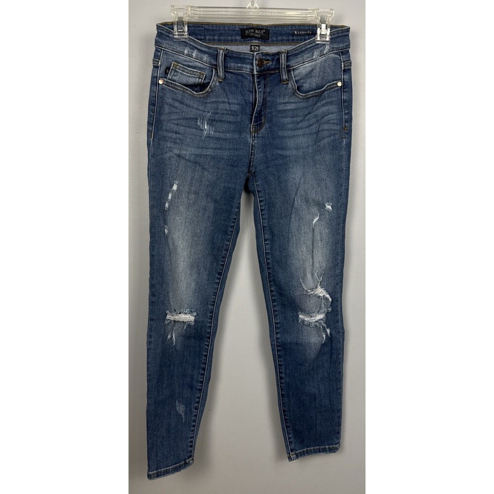 Judy Blue Relaxed Fit Distressed Ripped Jeans Medium Wash Size 9/29 JB8271DK